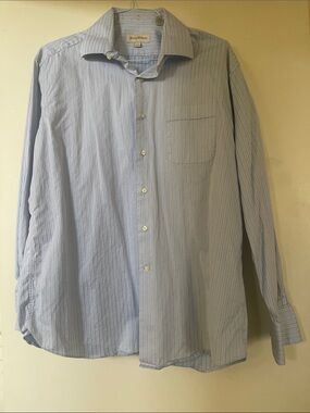 Tommy Bahama Light Blue Pinstripe Dress Shirt Size 17-34/35”